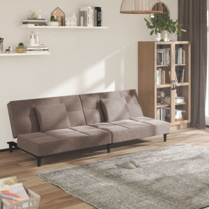 Emaga 2-osobowa kanapa z 2 poduszkami, kolor taupe, obita tkaniną