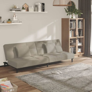 Emaga 2-osobowa kanapa z 2 poduszkami, jasnoszara, aksamitna