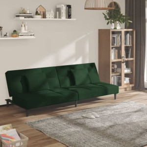 Emaga 2-osobowa kanapa z 2 poduszkami, ciemnozielona, aksamitna