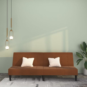 Emaga 2-osobowa sofa rozkładana, brązowa, obita mikrofibrą