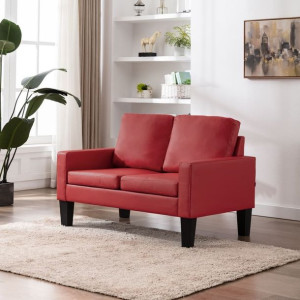 Emaga 2-osobowa sofa, czerwona, sztuczna skóra