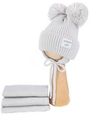 Czapka zimowa z szalikiem niemowlęca 40 - 44 cm