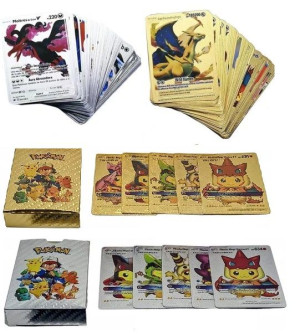 Zestaw 2w1 Pokemon 55 Złote Karty + 55 Srebrne Karty Prezent Fana