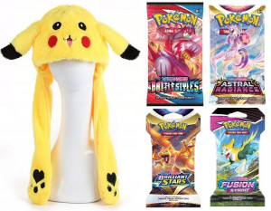 Zestaw Pokemon Czapka Led + Oryginalne Karty 40szt Prezent Fana