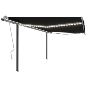 Ręcznie zwijana markiza z LED, 4x3,5 m, antracytowa