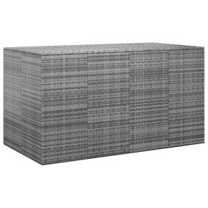 Skrzynia na poduszki ogrodowe, rattan PE, 194x100x103 cm, szara