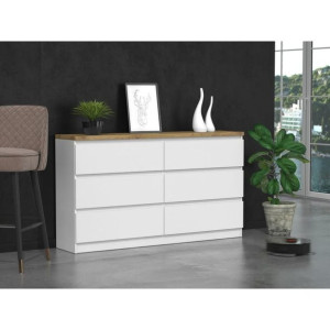 Komoda Malwa M6 140 B22 - Biel Dąb Artisan