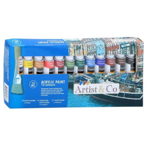 Farby akrylowe w tubkach 12ml 12szt.