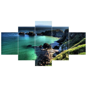 Carrick-a-rede Widok na linię brzegową   - obraz drukowany  150x80cm