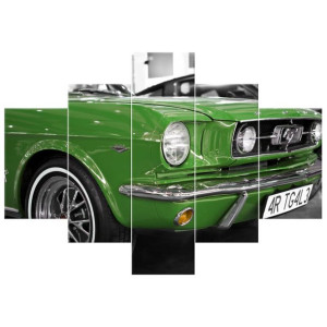 Zielony Mustang   - obraz drukowany  100x70cm