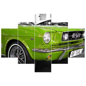 Limonkowy Mustang   - obraz drukowany  100x70cm
