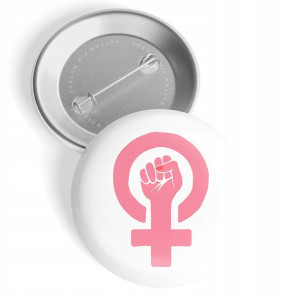 PRZYPINKA 44 mm BUTTON GIRL POWER Feminist Wzory