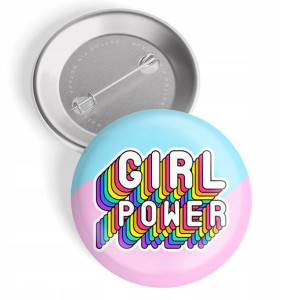 PRZYPINKA 44 mm BUTTON GIRL POWER Feminist Wzory