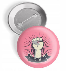 PRZYPINKA 44 mm BUTTON GIRL POWER Feminist Wzory