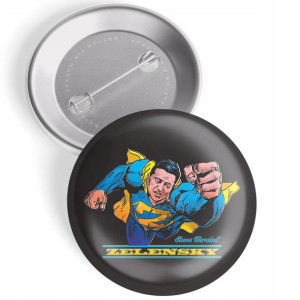 PRZYPINKA 44mm WOLNA UKRAINA ZEŁENSKI Hero Wzory