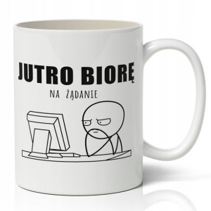BIAŁY KUBEK 330ML DO PRACY 01 prezent mem +gratis