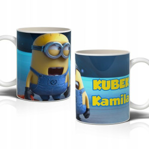 BIAŁY KUBEK dla dziecka MINIONKI 11 +Twoje imię