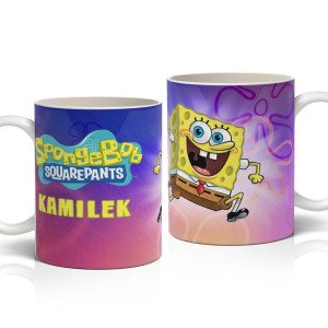 BIAŁY KUBEK SPONGEBOB 01 prezent imię+gratis
