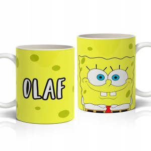 BIAŁY KUBEK SPONGEBOB 02 prezent imię+gratis