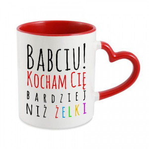 BIAŁY KUBEK Ucwhyt Serce PREZENT DLA BABCI 03