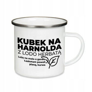 BIAŁY Stalowy KUBEK HARNOLD-LODOHERBATA MiX Wzorów