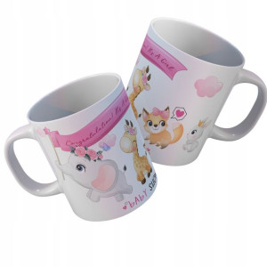 KUBEK BIAŁY BABY SHOWER 02 Girl prezent +gratis