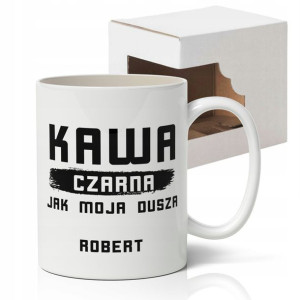 KUBEK BIAŁY wzór KAWA 21 prezent kubek do pracy