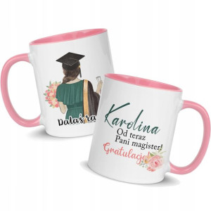KUBEK na Prezent dla PANI MAGISTER + IMIĘ Wzory