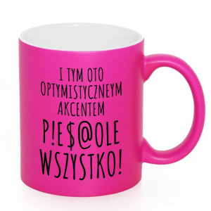 KUBEK NEONOWY RÓŻOWY Idealny do PRACY Dużo Wzorów