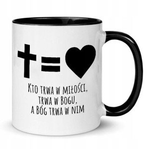 KUBEK Wnętrze CZARNE Katolickie Religijne Cytaty