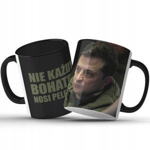 KUBEK WNĘTRZE UCHO CZARNE Ukraina ZEŁENSKI Hero