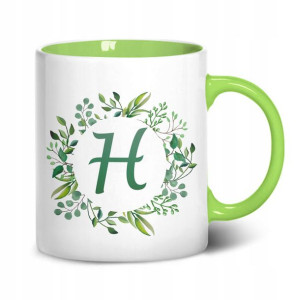 KUBEK Wnętrze Ucho zielone MONOGRAM H na prezent