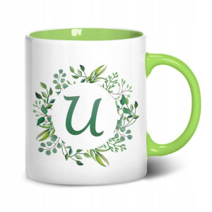 KUBEK Wnętrze Ucho zielone MONOGRAM U na prezent