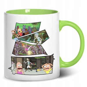 KUBEK Wnętrze Ucho ZIELONE wzór RICK AND MORTY 05