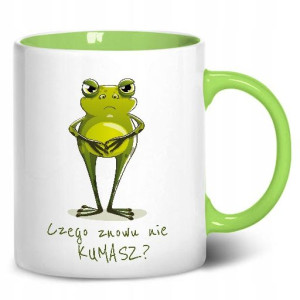 KUBEK Wnętrze Ucho ZIELONE wzór ŻABA 03 prezent