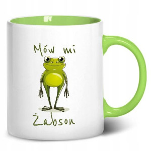 KUBEK Wnętrze Ucho ZIELONE wzór ŻABA 07 prezent
