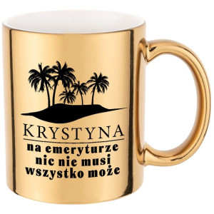 KUBEK ZŁOTY PREZENT dla Emerytki EMERYTURA + IMIĘ