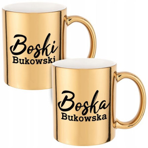 ZESTAW 2 Kubków dla Par BOSKI BOSKA + NAZWISKO