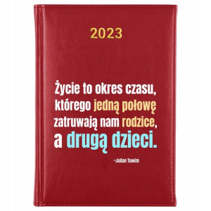 KALENDARZ A5 2023 CZERWONY Prezent RODZINA Wzory
