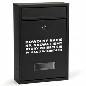 SKRZYNKA POCZTOWA na Listy Stalowa WŁASNY NAPIS