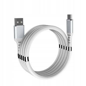 Kabel SKRĘCANY MAGNETYCZNY USB Lightning BIAŁY