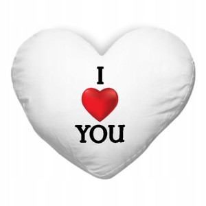 Poduszka SERCE BIAŁA Prezent wzór I LOVE YOU 02