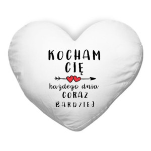 Poduszka SERCE BIAŁA Prezent wzór KOCHAM CIĘ 03