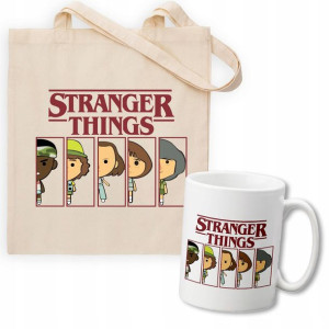 ZESTAW TORBA Beżowa KUBEK Prezent STRANGER THINGS