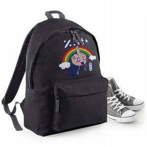 PLECAK Szkolny Młodzieżowy Czarny wzór RAINBOW 01
