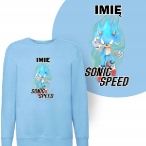 BLUZA Dziecięca SONIC Własne IMIĘ Wzory - 104 cm