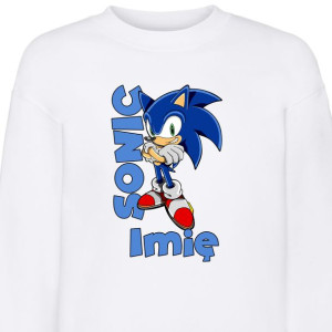 BLUZA Dziecięca Biała SONIC Własne IMIĘ - 116 cm