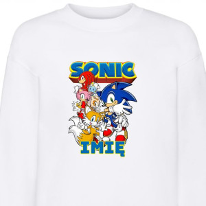BLUZA Dziecięca Biała SONIC Własne IMIĘ - 116 cm