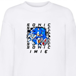 BLUZA Dziecięca Biała SONIC Własne IMIĘ - 116 cm
