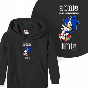 BLUZA Kaptur Dziecięca Własne IMIĘ SONIC MiX 140cm